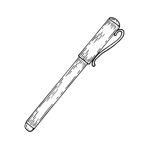 Pen with line hand drawn doodle object Royalty Free Vector