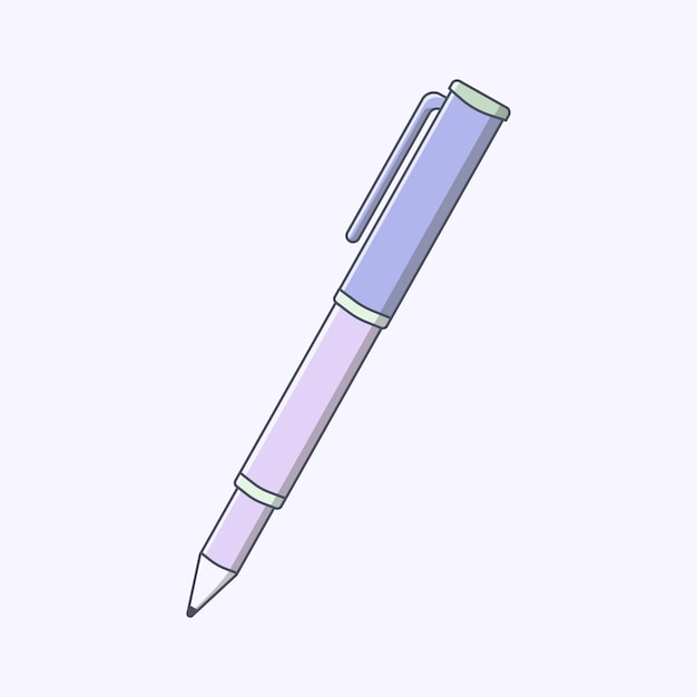 Vector ballpoint pen with hook vector flat illustration