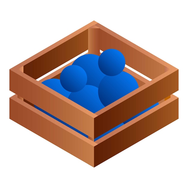 Balls in wood box icon Isometric of balls in wood box vector icon for web design isolated on white background