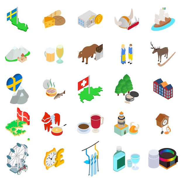 Baltic country icon set