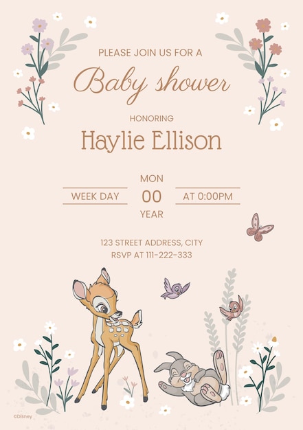 Bambi Baby Shower Invitation