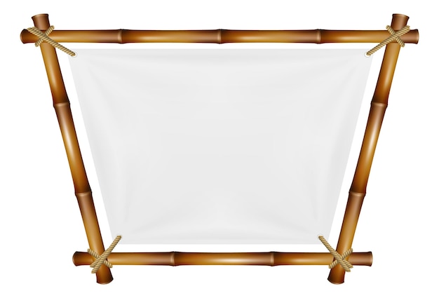 Bamboe frame. decoratieve rand in traditionele rustieke stijl geïsoleerd op een witte achtergrond