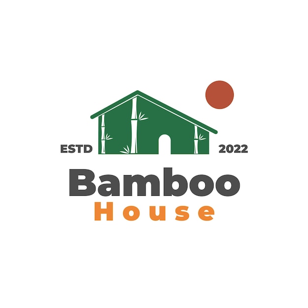 Bamboe huis eenvoudig illustratie logo