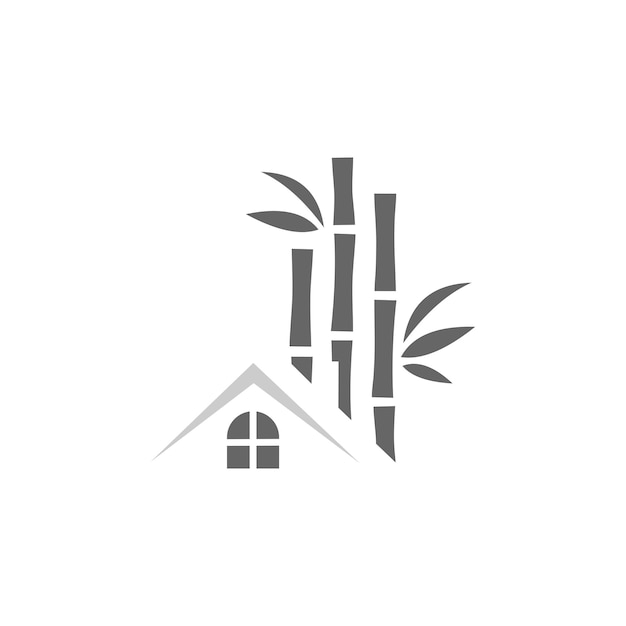 Bamboe huis logo ontwerp illustratie vector sjabloon