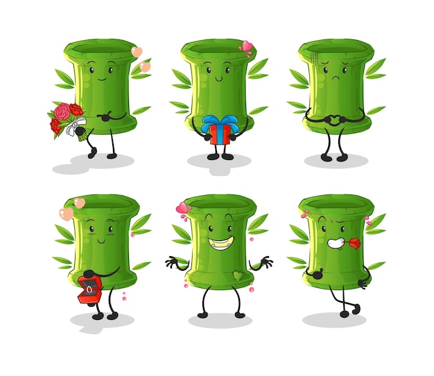 Bamboe liefde set karakter cartoon mascotte vector