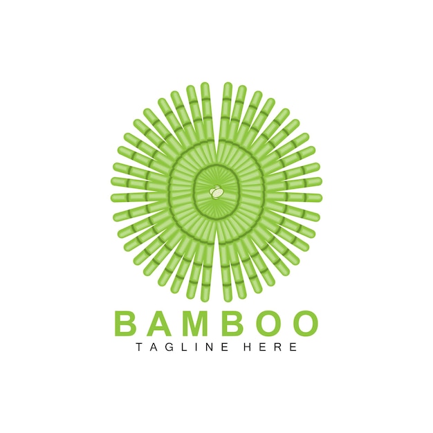 Bamboe logo design groene boom vector panda voedsel product merk sjabloon illustratie