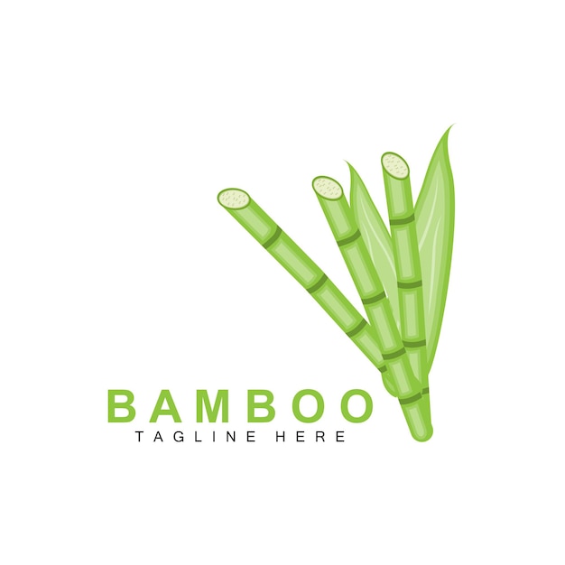 Bamboe Logo Groene Plant Ontwerp Natuur Boom Vector Illustratie Pictogram