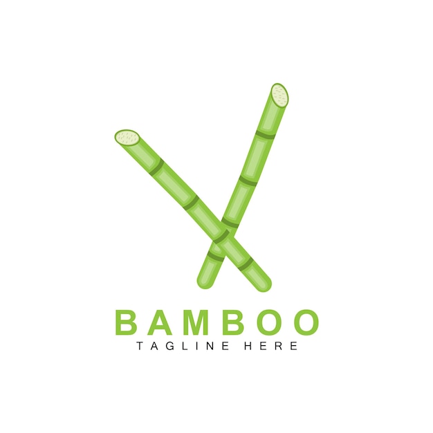 Bamboe Logo Groene Plant Ontwerp Natuur Boom Vector Illustratie Pictogram