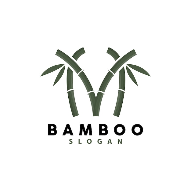 Bamboe Logo Groene Planten Vector Eenvoudig Minimalistisch Ontwerp Illustratie Template