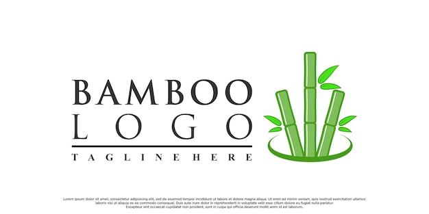 Bamboe logo-ontwerp met creatief concept premium vector