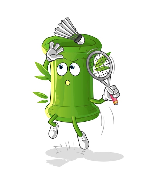 Bamboe smash bij badminton cartoon cartoon mascotte vector