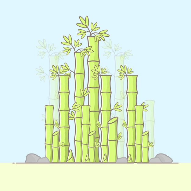 Bamboebos, tropische Aziatische plant, vectorillustratie.