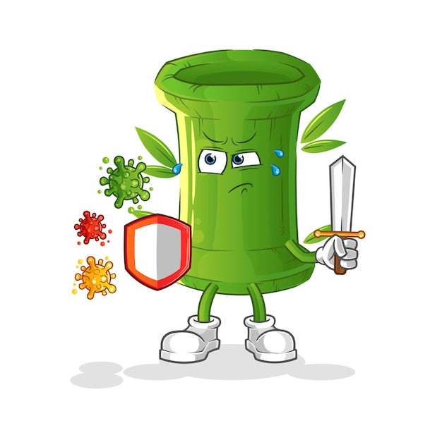 Bamboo against viruses cartoon. cartoon mascot vector