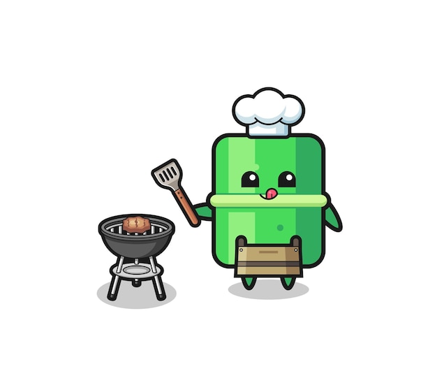 Bamboo barbeque chef with a grill