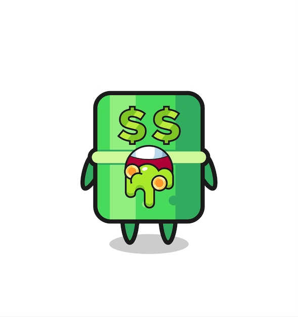 bamboo character with an expression of crazy about money