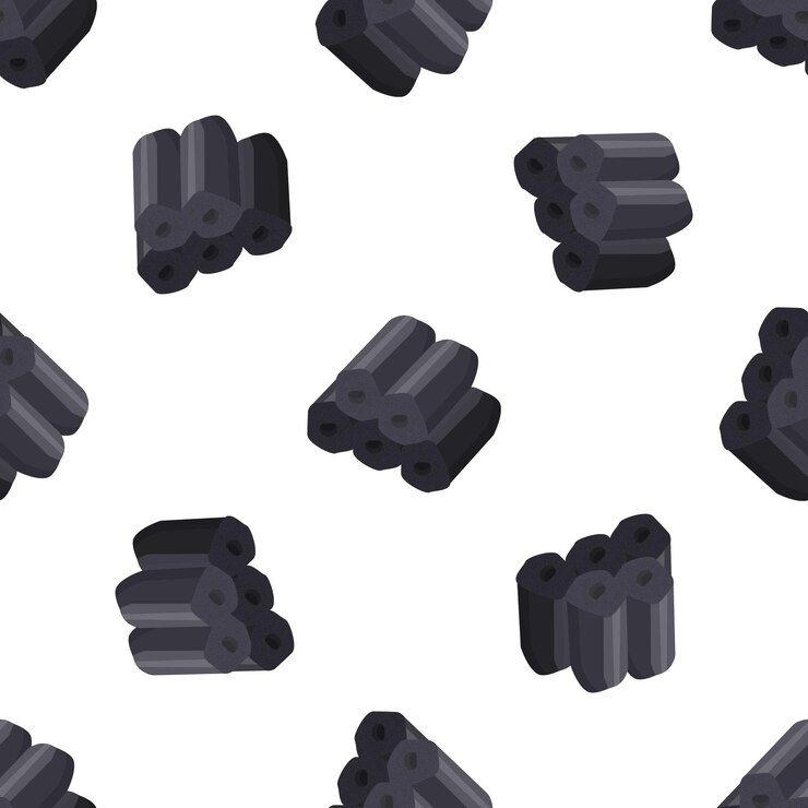 Vector bamboo charcoal seamless pattern showing porous texture for air purification and water filtration