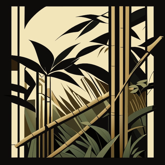 Bamboo detail drawing vector illustration