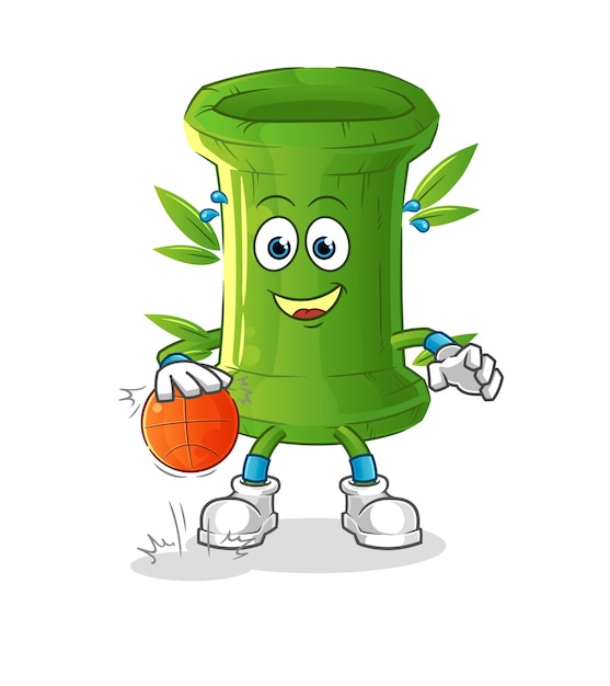 Bamboo dribble basketball character cartoon mascot vector