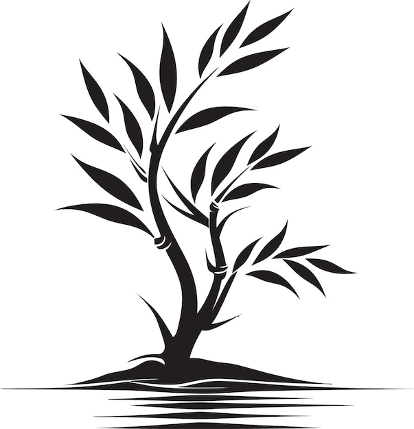 Bamboo Elegance Unveiled Iconic Black Bamboo Emblem Vector Artistry Black Bamboo Plant in Monochrom