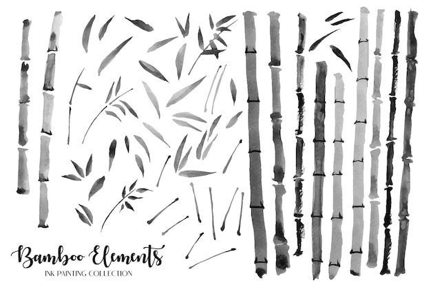 Bamboo element ink painting collection