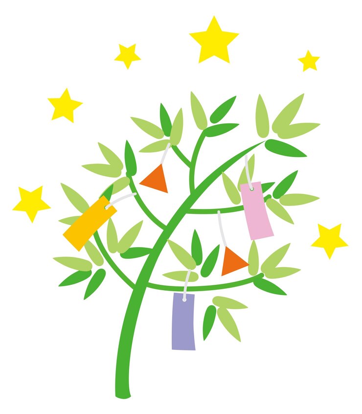 Vector bamboo leaf decoration of the star festival