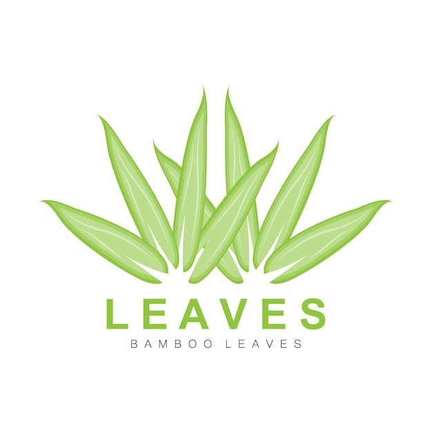 대나무 잎 로고 디자인 녹색 식물 벡터 팬더 음식 대나무 제품 브랜드 일러스트