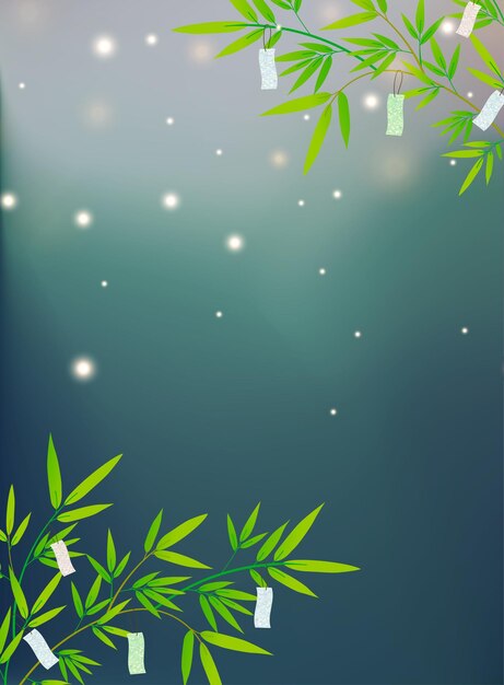 Bamboo leaves background Vector illustration with bamboo leaves and bokeh effect