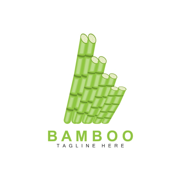 Bamboo Logo Design Green Tree Vector Panda Food Product Brand Template Illustration