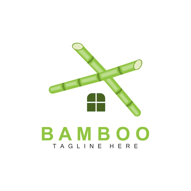 Bamboo Logo Green Plant Design Nature Tree Vector Illustration Icon