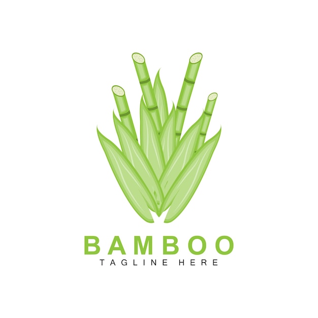 Bamboo Logo Green Plant Design Nature Tree Vector Illustration Icon