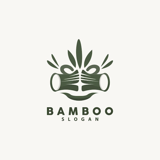 Bamboo Logo Green Plants Vector Simple Minimalist Design Illustration Template