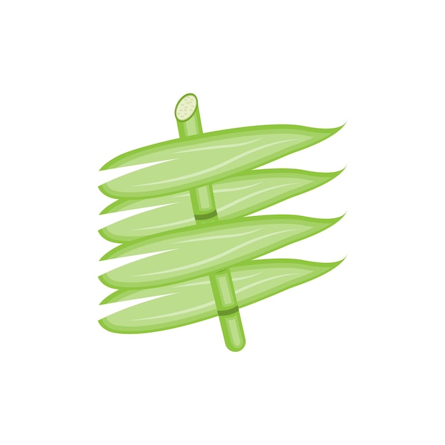 Bamboo Logo Panda Food Green Plant Vector Simple Minimalist Design Illustration Element Template