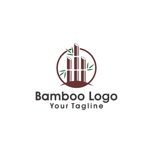 Bamboo logo template Green bamboo trees vector design