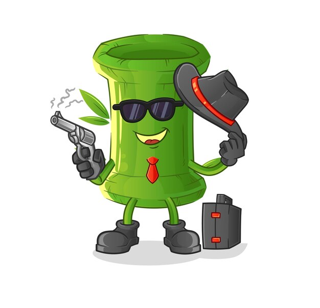 Bamboo mafia with gun character cartoon mascot vector