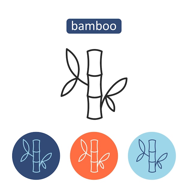 Bamboo material outline icons set