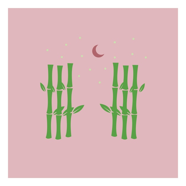 竹と月の壁紙
