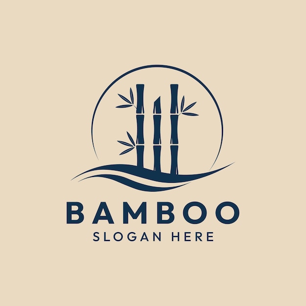 Bamboo nature vintage minimalist logo vector illustration design