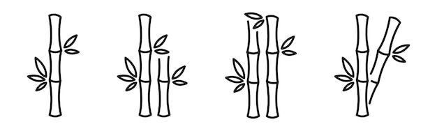 Bamboo plant silhouettes Bamboo vector icon set