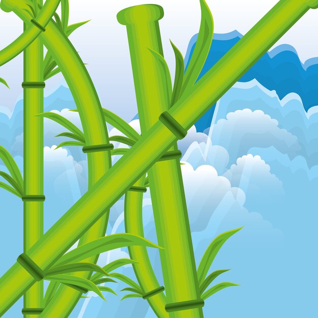 Vector bamboo plants nature icon