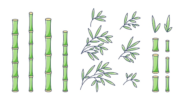 Bamboo set in cartoon style