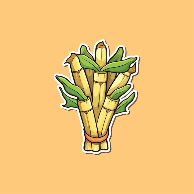 Bamboo shoots sticker colori freschi clip art illustrazione