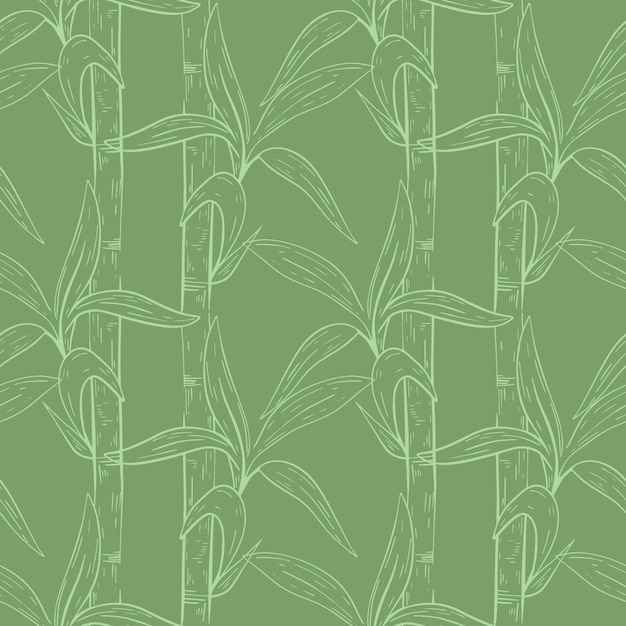 Bamboo stems with leaves seamless pattern vector illustration