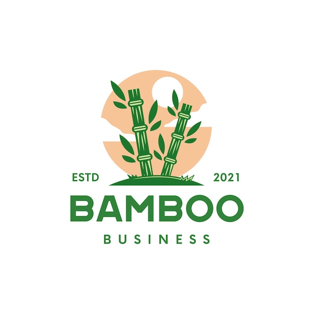 Bamboo sunset logo template isolated on white