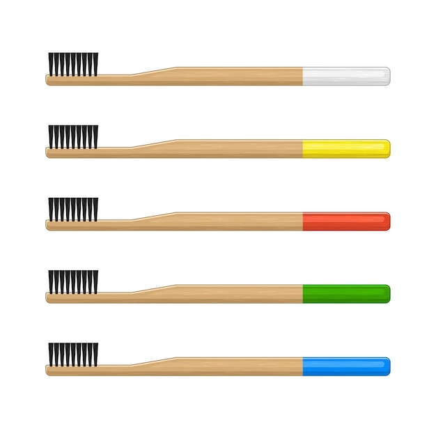 Bamboo Toothbrush Set on White