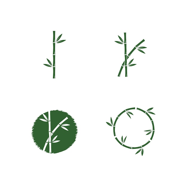 Bamboo with green leaf vector icon template