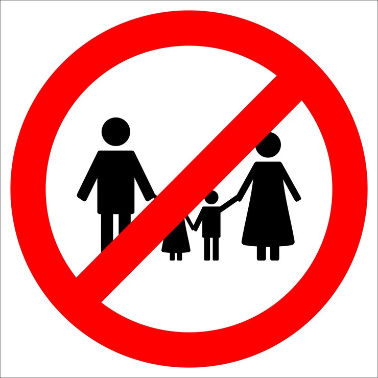 Ban family icon Family no child prohibition warning and stop vector illustration