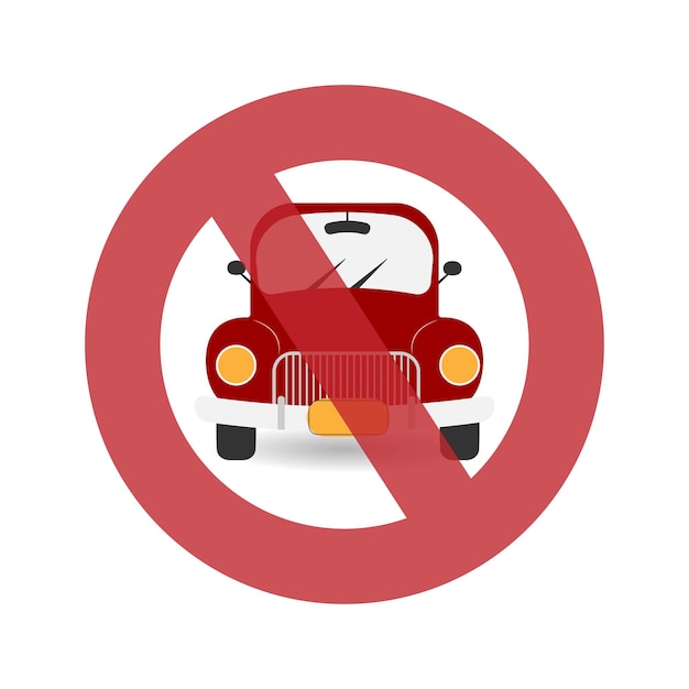車の禁止赤いレトロカーヘッドライト付きの赤いピックアップトラックフラットスタイル