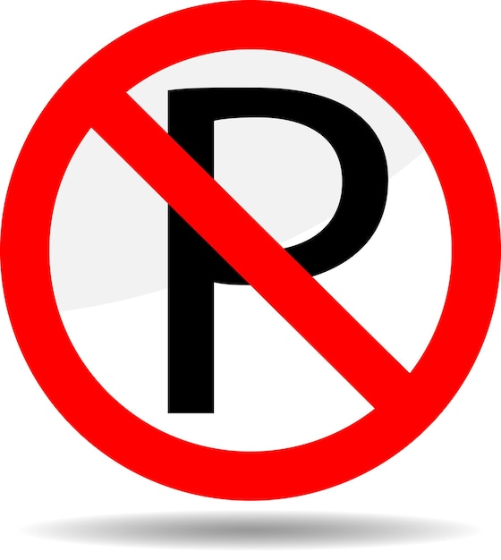 Divieto di parcheggio segno di divieto simbolo vietato non auto roadsign illustrazione grafica vettoriale