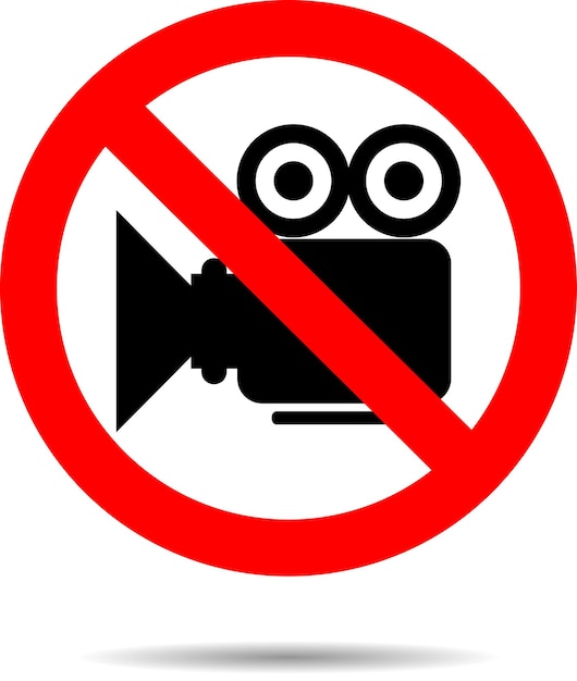 Vector ban video icon sign camera no symbol or button prohibition stop not cinema media label vector art design abstract unusual fashion illustration