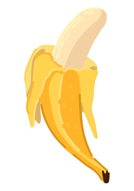 Banaan fruit clipart zoet exotisch fruit doodle geïsoleerd op wit gekleurde vector illustratie in cartoon stijl